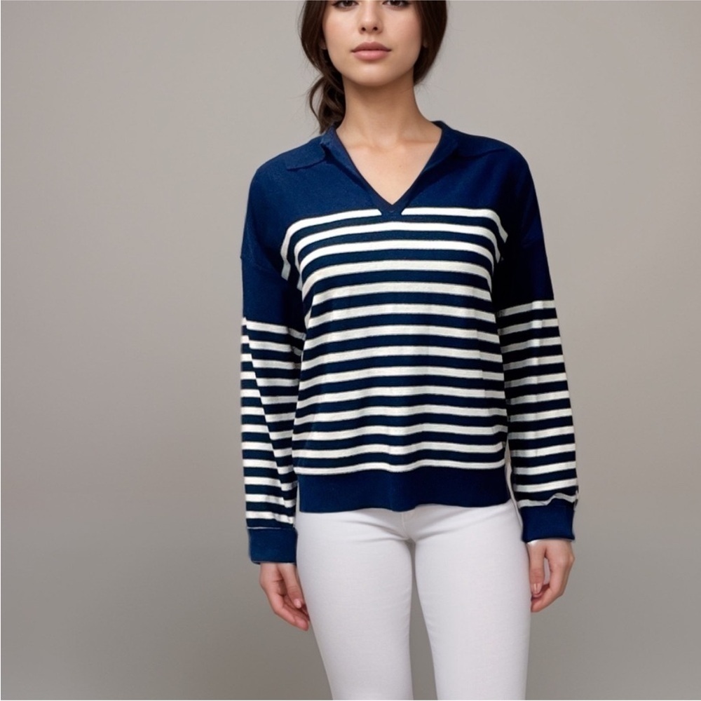 Truth by Republic Nautical sweater Medium Lightweight navy white stripe sailor